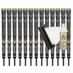 Golf Pride MCC Plus4 *TEAMS* MIDSIZE Grip (Black/Gold) - 13pcs + Golf Grip Kit