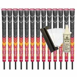 Golf Pride MCC Plus4 *TEAMS* MIDSIZE Grip (Dark Red/Yellow) - 13pcs + Golf Grip Kit